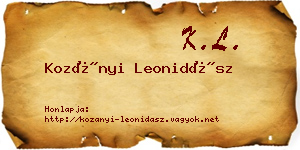 Kozányi Leonidász névjegykártya